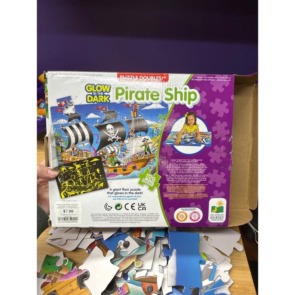 The Learning Journey Glow in the Dark Pirate Ship Floor Puzzle 100 Pc Complete